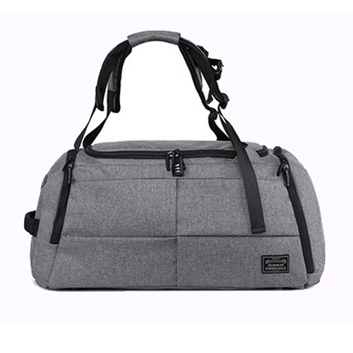 Bolsa de viaje impermeable para hombre, bolsa de gimnasio deportiva, mochila grande multifunción para almacenamiento de zapatos, candado antirrobo de Fitness, color negro: Gris claro