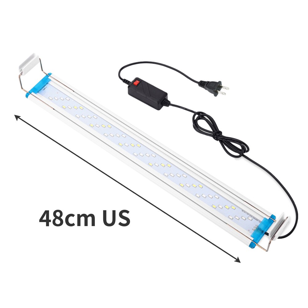 Aquarium Light Bar LED Fish Tank Slim Clip Lamp Pro Plant Growing Lighting EU US Aquatic Landscape Decor 18-58cm Extensible Lamp: 48CM US