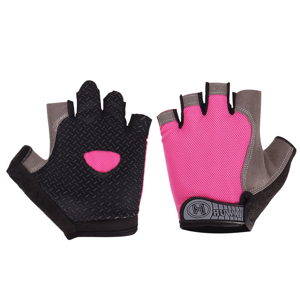 Half Finger Cycling Gloves 1Pair Cycling Gloves Anti-Slip Men Women Half Finger Gloves Breathable Mesh Bike Sports Gloves: Pink / XL