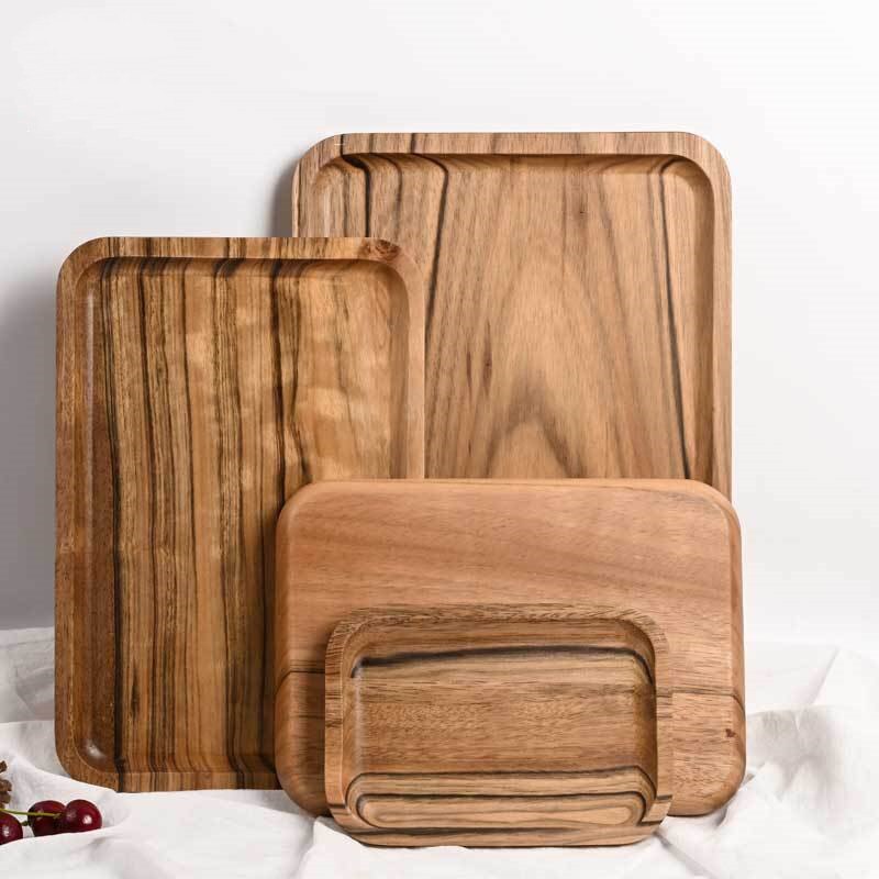 Brood houten bord japanse rechthoekige houten pan bord fruitschaal schotel theeblad dessert diner