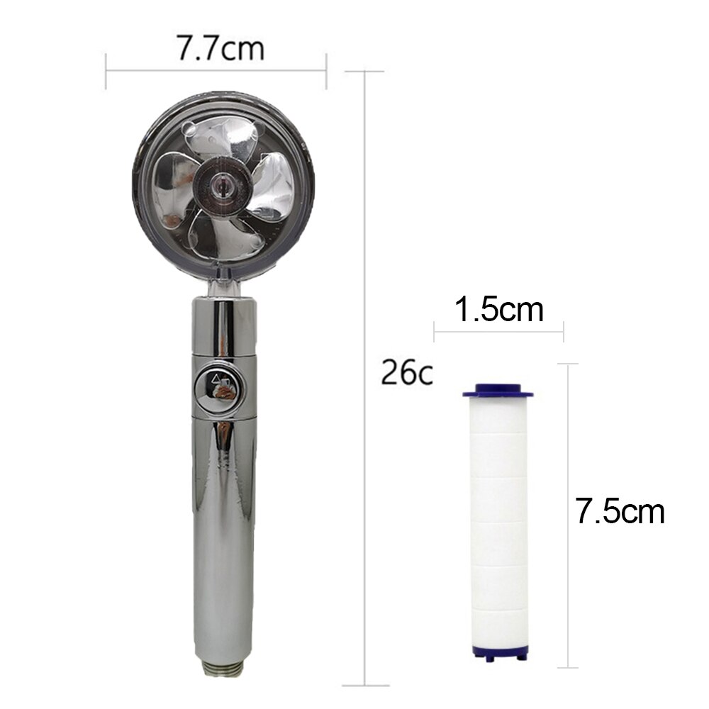 Turbocharged Shower Head Propeller Shower Head High Pressure Set 360 Rotate Golden Fan Turbocharge Pure Rainfall Helix Eco Showe: A3-With Filter