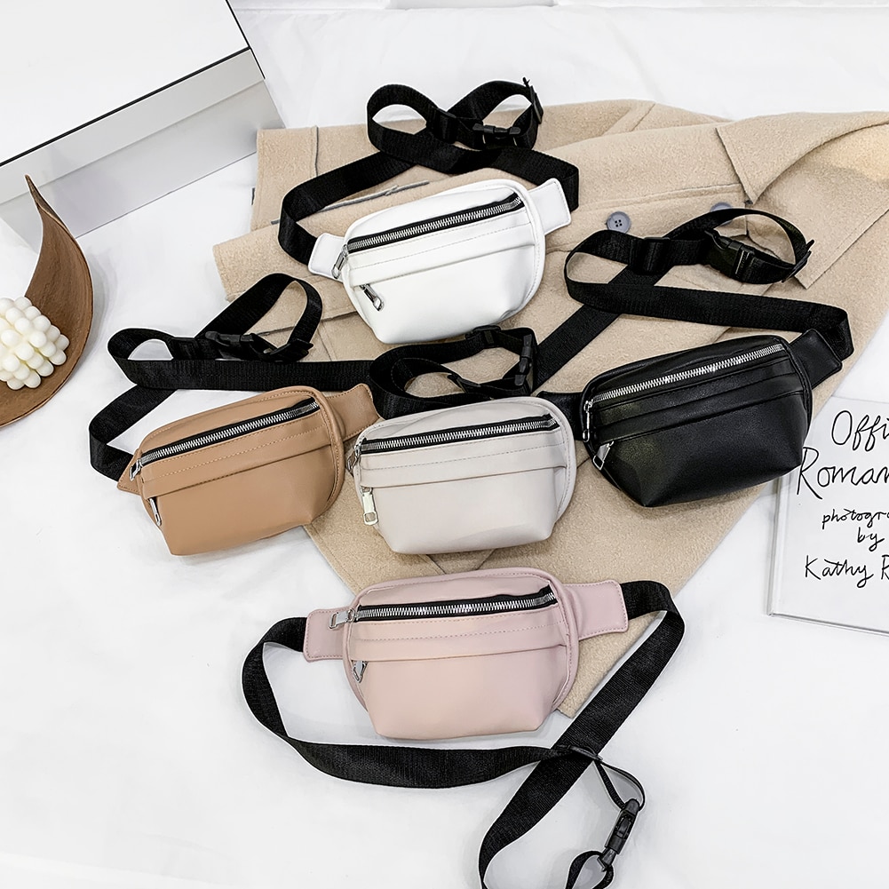 Borsa a tracolla in tinta unita moda donna PU cerniera in pelle marsupio borsa a tracolla borsa da viaggio giornaliera da donna 2021