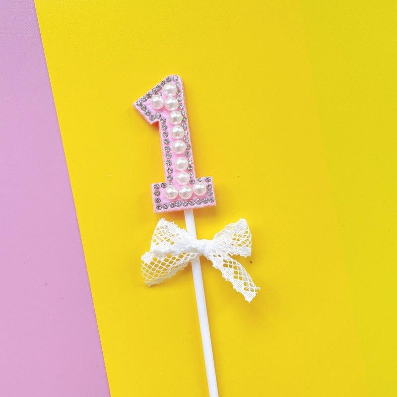 1Pc Glitter Alloy Rhinestone Number Cake Toppers Baby Shower Birthday Decoration Wedding Gold Silver Digital Cakes Dessert Decor: Deep Blue