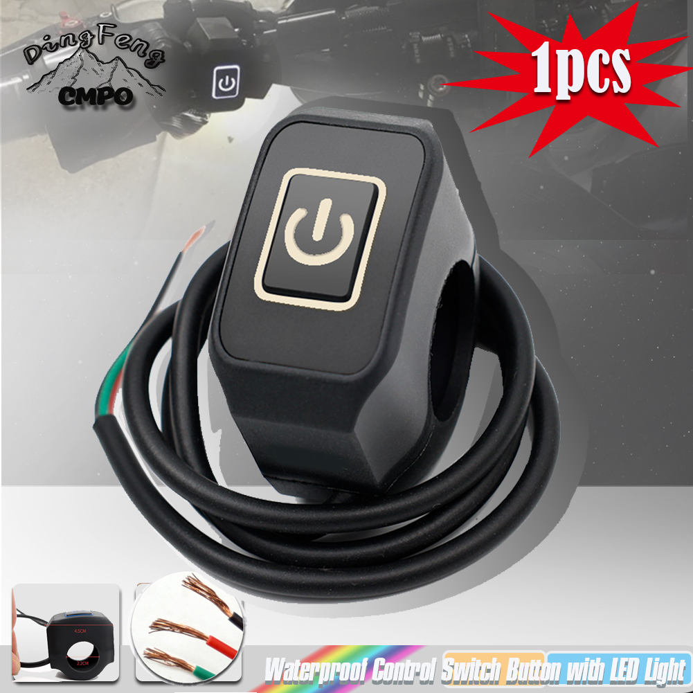 1/2 pièces interrupteur de guidon de moto avec bouton momentané de lumière LED pour électrique Star Kill bouton de commutation de commande étanche 22mm: Marron