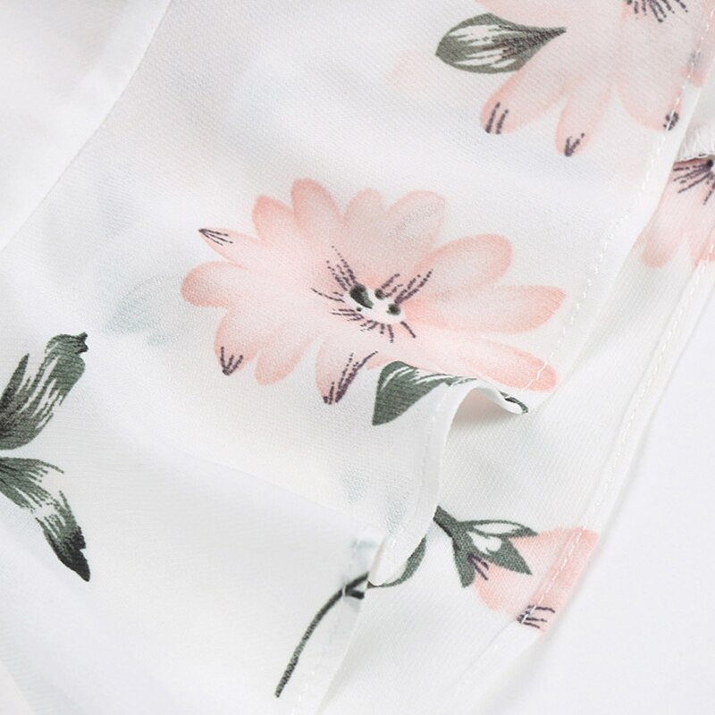 Garemay blommig blus med blommor tryck koreansk flare ärm chiffong volang vit kvinnor sommar toppar och blus chemisier femme