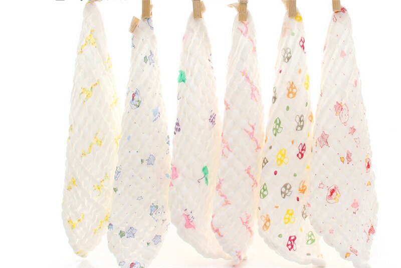 1PC 6 layers Baby Cotton Gauze Muslin Face Towel Baby Towel Wash Cloth Handkerchiefs Infant Baby Feeding Saliva Towels