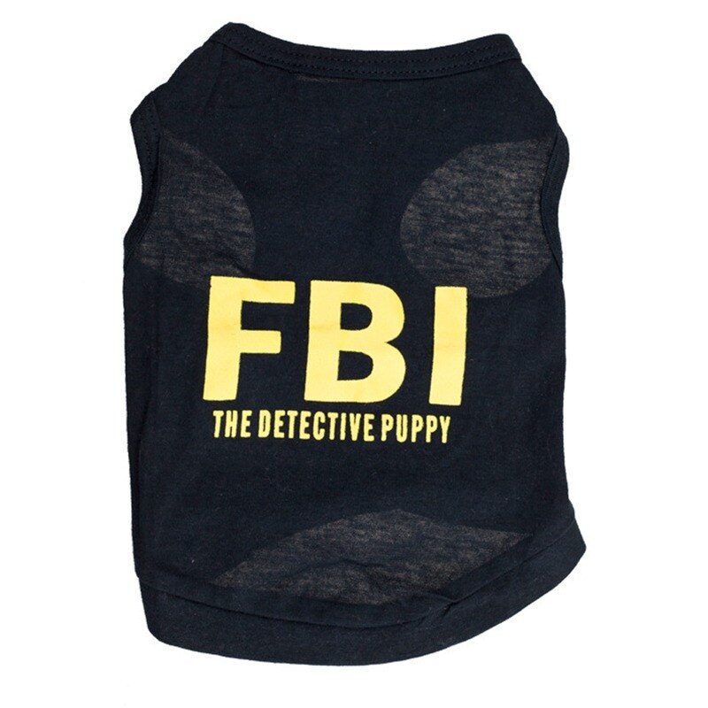 100% Cotton FBI Costume Yorkshire Terrier Clothes T Shirt For Dogs Small Dog Clothes Summer Ropa Para Pug Koszulka Dla Psa: C / M