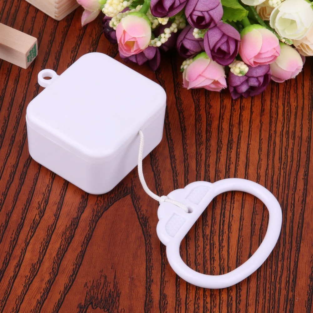 Pull Ring Music Box White ABS Plastic Pull String Clockwork Cord Music Box Infant Kids Bed Bell Rattle Toy For Birthday