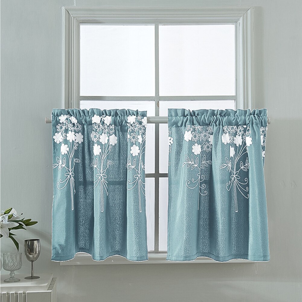 Solid Color Flower Pattern Kitchen Short Curtain Valance Drape Window Home Decor Short Kitchen Window Curtain Valance Home Decor