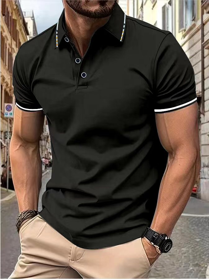 Polo d'été décontracté à manches courtes pour hommes, T-shirt à revers de couleur, à la