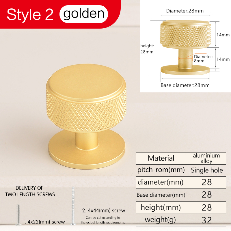 Round Furniture Handles Cupboard Door Cabinet Wardrobe Knob Cupboard Dresser Single Hole Handle Aluminium Alloy: 4XL / Yellow