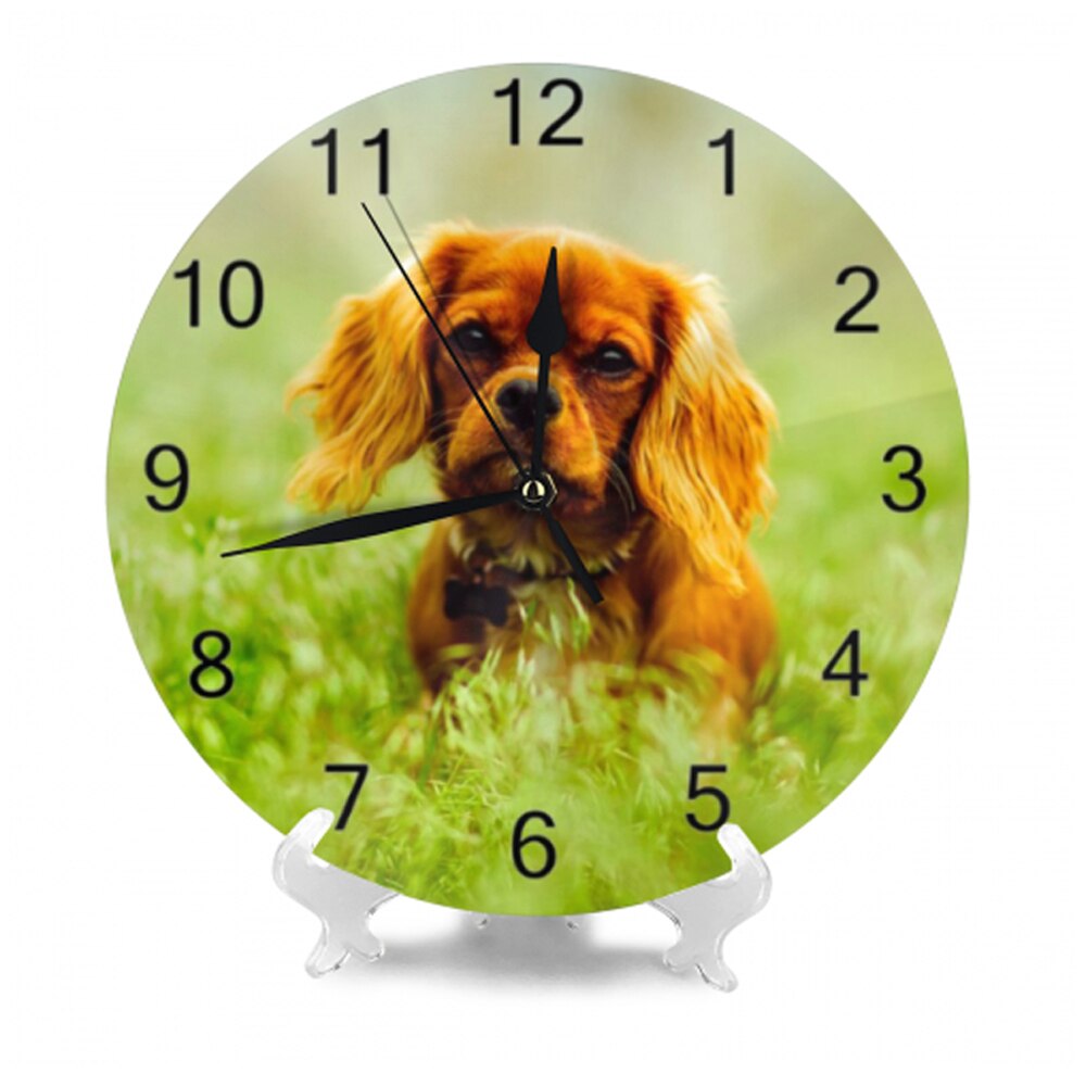 Round Wall-Clock Pet Dogs Pattern Numeral Digital Dial Mute Silent Non-Ticking Battery Operated Clocks Wall Deaor Art: SZA1212
