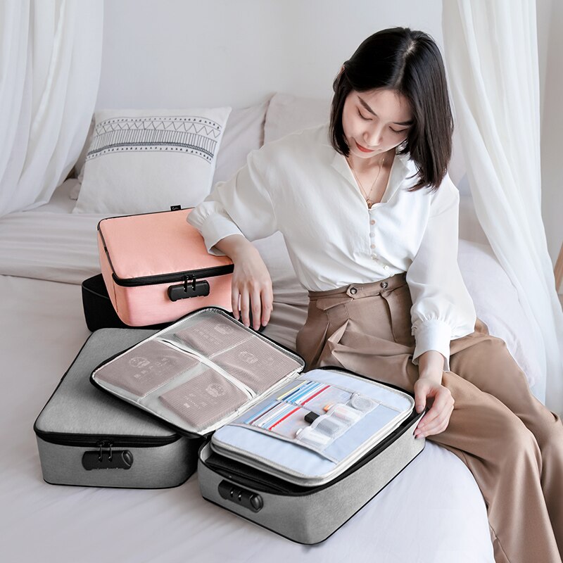 Huishoudelijke Draagbare Multi-layer Document Opslag Pakket Bestand Bestand Grote Capaciteit Multifunctionele Wachtwoord Sorteren Box Travel Case