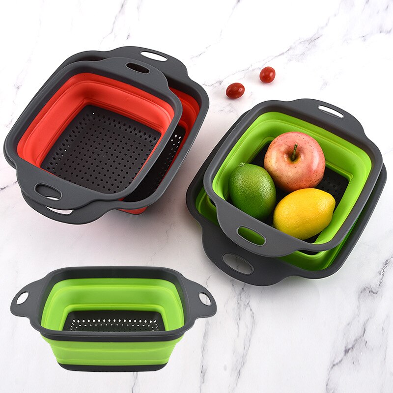 Vergiet Afdruiprek Opvouwbare Zeef Fruit Groente Wassen Opslag Mand Silicone Inklapbare Afdruiprek Mand Keuken Gereedschap