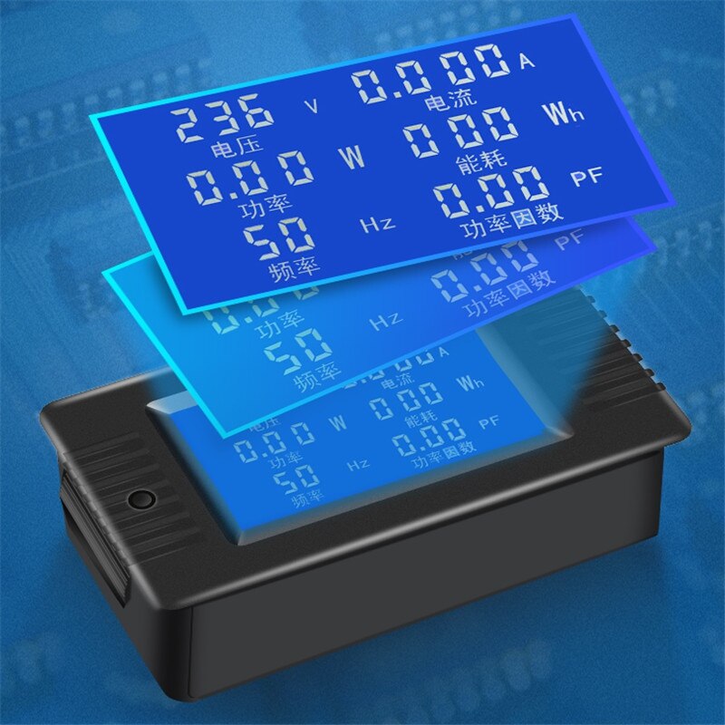 AC 6 In1 220V 100A Single Phase Digital Panel Ampermeter Volt Watt Kwh Power Factor Meter With Split CT