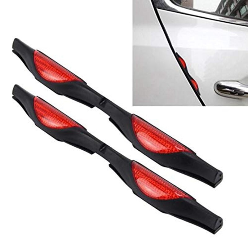 Car Door Protectors Bump Stop Door Edge Guard Strip Dent Reflectors Clip On Car Rear Front Door Scratches Protection