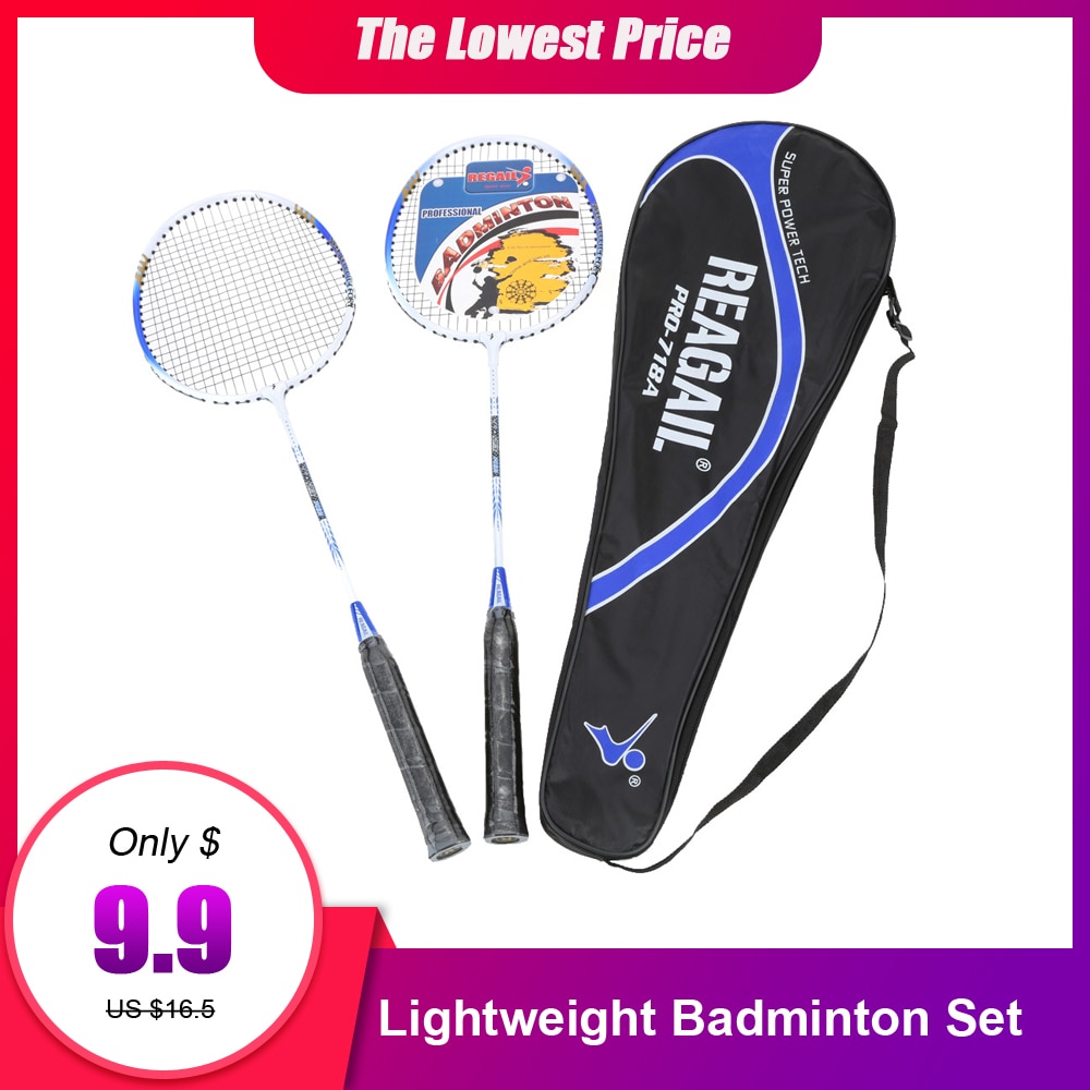 Lightweight Badminton Set 2Pcs/Set Durable Aluminium Alloy Training Badminton Racket Racquet with Carry Bag Sport Equipment