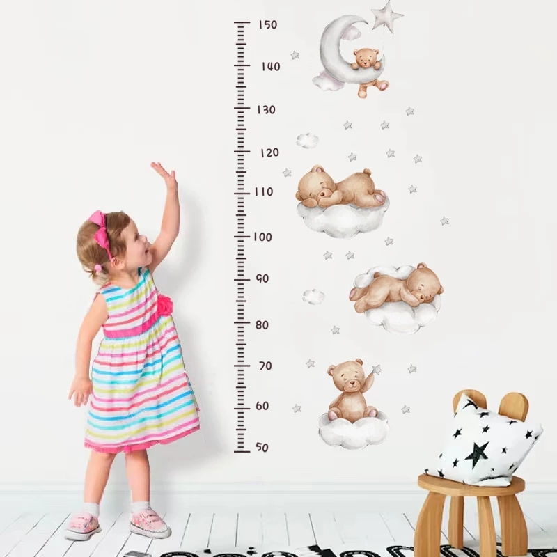 Schattige beer muurstickers voor kinderkamers jongens meisjes babykamer decoratie kind behang dier kinderkamer decor zelfklevend vinyl: Rood