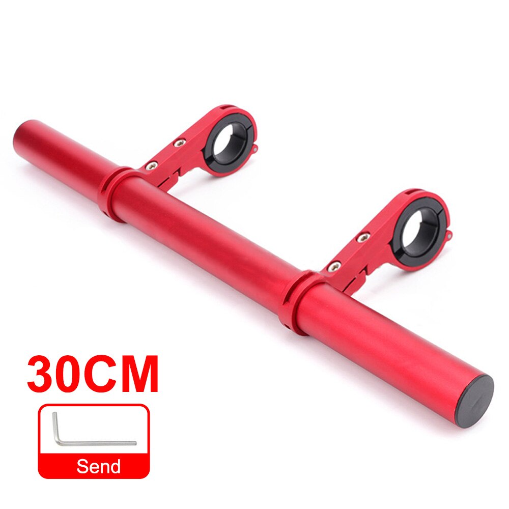 Extensor de manillar de bicicleta, abrazadera doble de aleación de aluminio, accesorios para Faro de bicicleta de montaña MTB, 20/30cm: 30cm red