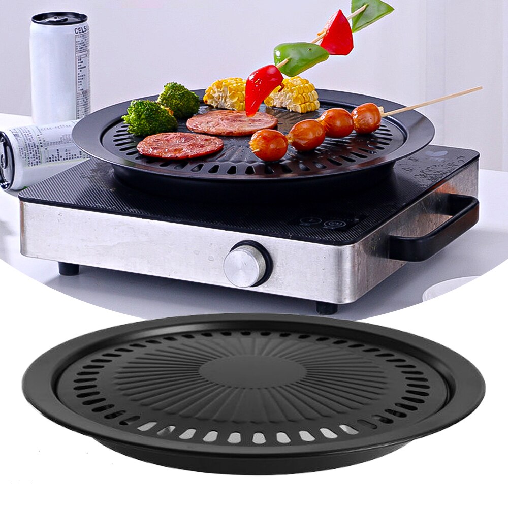 Parrillas antiadherentes coreanas para barbacoa, Cassette para horno, sartén redonda portátil antiadherente, fácil de limpiar, accesorios para exteriores, herramientas