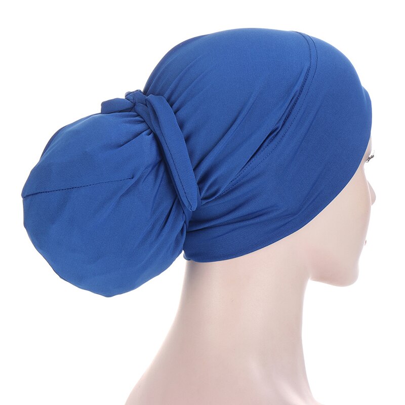 Polyester Headscarf 2022 Elastic Turban Hat Solid Color Women Warm Winter Headscarf Bonnet Inner Hijabs Cap Muslim: 05