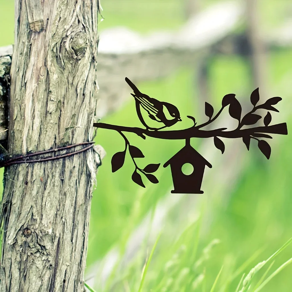 Ddpnkl spurv metal silhuet havepæl, metal havekunst, havetrædekorationer baghave terrasse udendørs dekoration