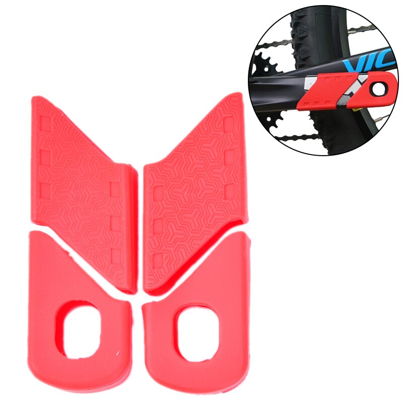 Fiets crank cover siliconen arm mouw mtb fietsen crankstel bescherming antislip kettingblad crank beschermer fietsaccessoires: Rood