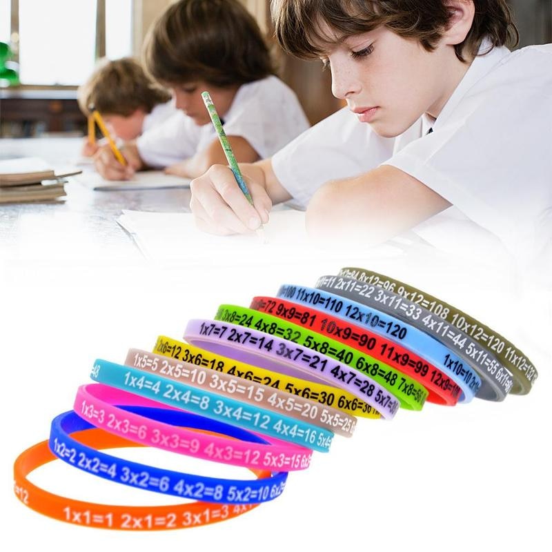 12 Stks/set Vermenigvuldiging Tafels Zachte Siliconen Armband Leren Math Education Polsband Voor Kids Voorschoolse Leermiddelen Math Speelgoed