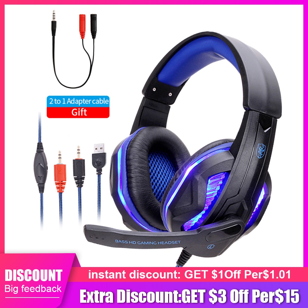 Professionele Gaming Headset Led Light Met Microfoon Bass Hd Stereo Computer Headset Para Juegos Voor Pc PS4 Xbox Telefoon
