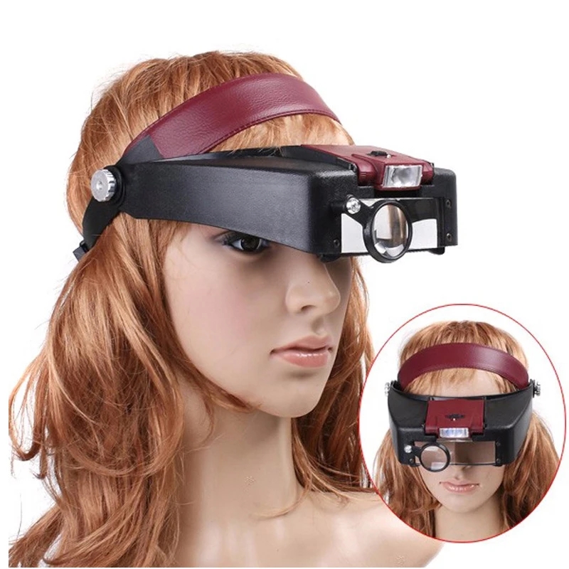 Headband Eyeglass Magnifying Glasses with Led Lights Wearable Magnifier Glass for Read Books Repair Watch Small Objects