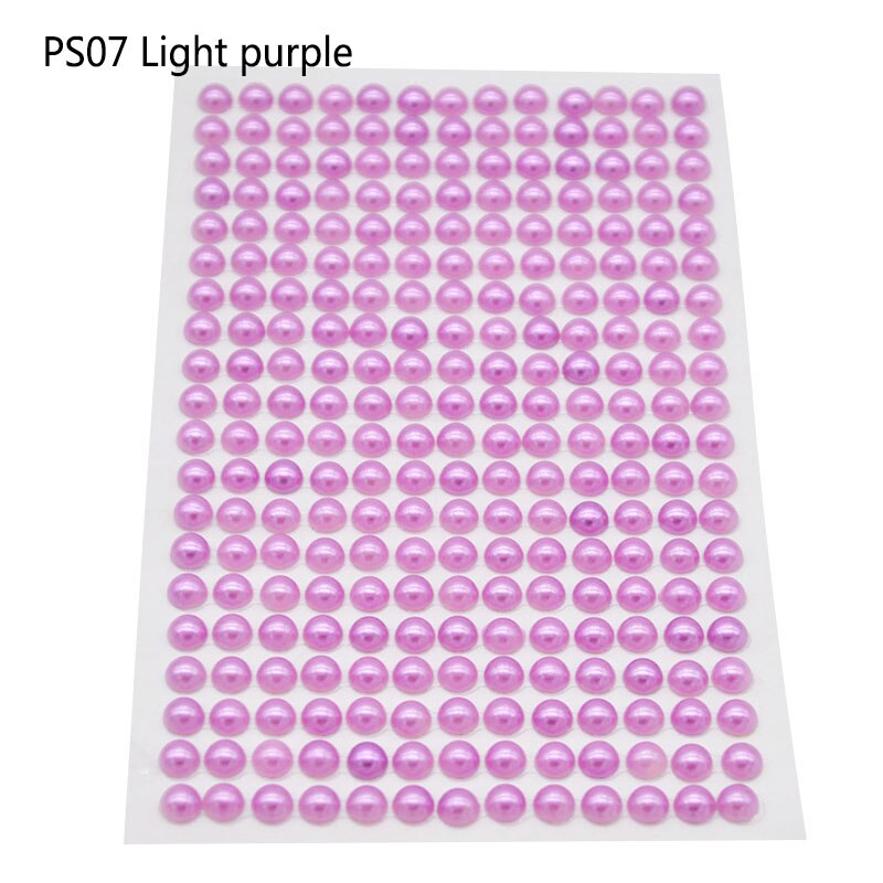 1Sheet 6mm Half-round Pearl Beads Self-Adhesive Rhinestone Crystal Acrylic Stickers DIY Multicolor Decals Scrapbook Stickers Gem: PS07