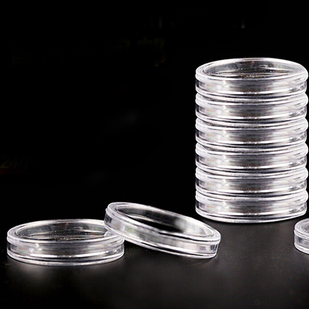 10Pcs/pack Clear Transparent Color Coin Box Boxed Coin Capsules Coin Case 10X 25mm