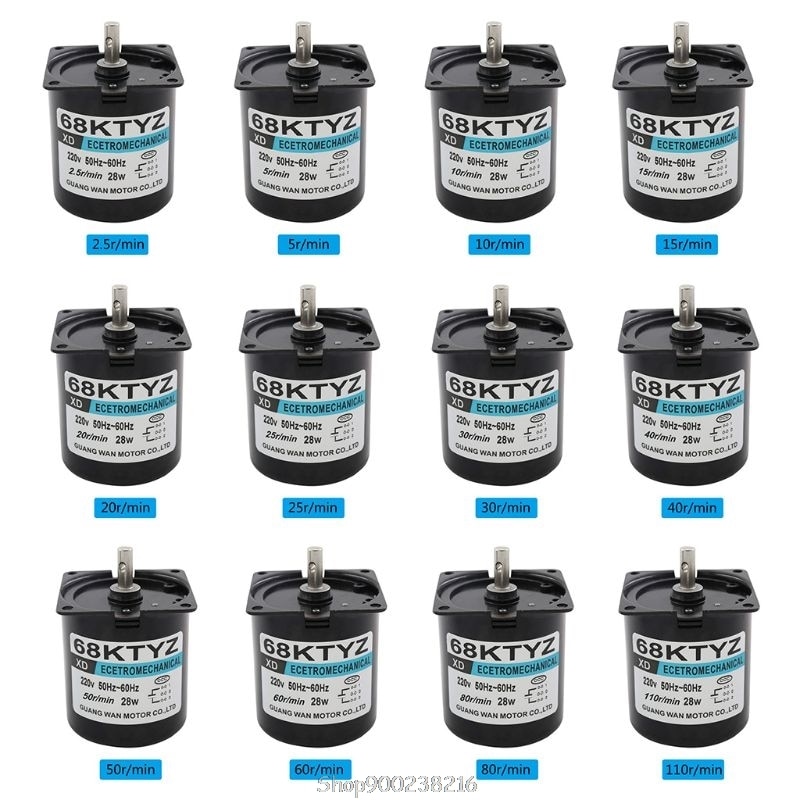 Motor síncrono de baja velocidad 68KTYZ 28W CA 220V 2,5-110r/min, motores de engranajes pequeños con imán permanente D03 20
