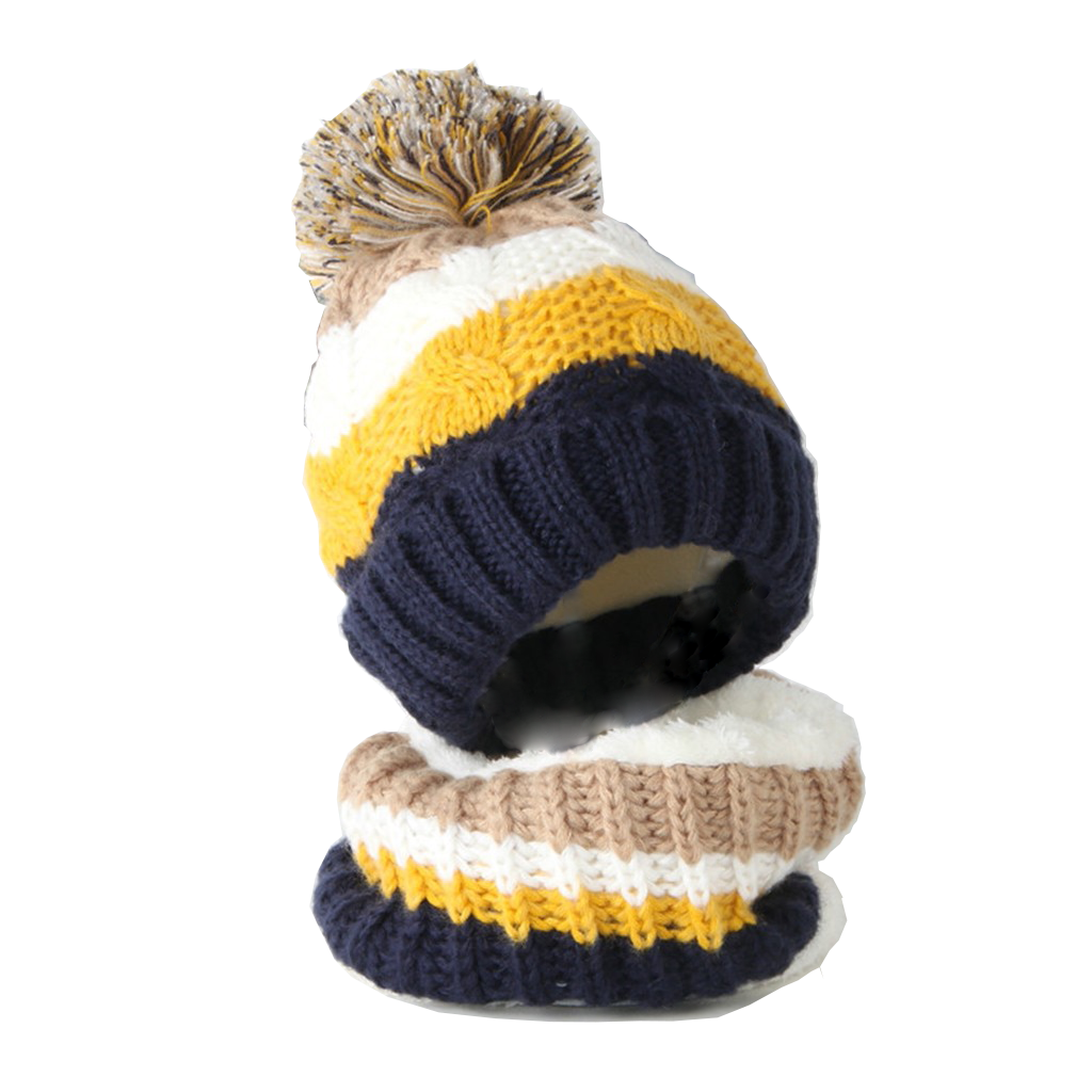 Winter Children Hat Scarf Sets Girl Boy Pompon Hat And Snood For Girls Boys Fall Knitted Hat Suit Set Girl's 2 Piece Set Baby: Navy