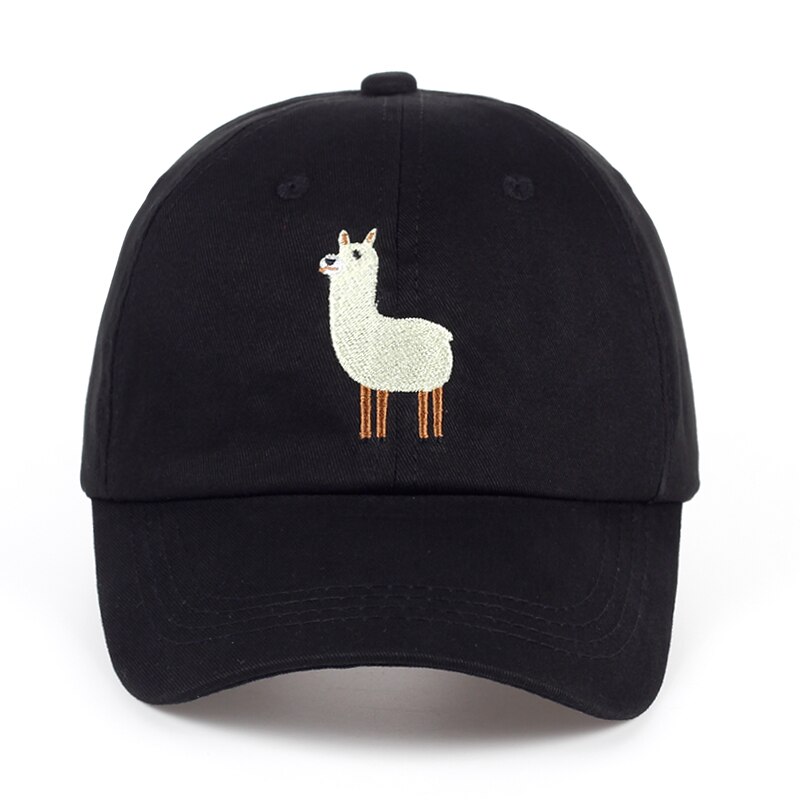 Unisex Alpaca Borduurwerk Verstelbare Vader Hoed Mannen Knappe Alpaca Baseball Cap Vrouwen Leuke Zwarte Beige Vader Cap