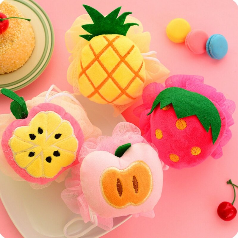 3 Pcs Cute Fruit Bath Ball Sponge Shower Scrubbers Exfoliating Body Massage Scrub Bath Ball Bath Children'S Bath Wipe Cute