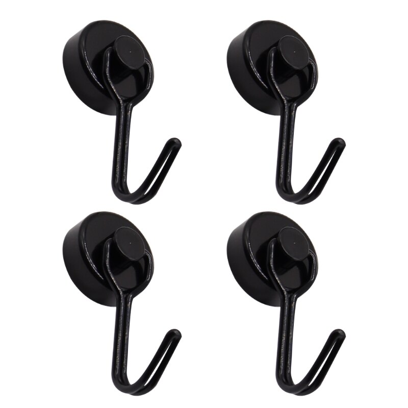 Metal Hanging Hooks 4 Pieces Magnetic Wreath Hangers Rotated Hooks for Home: Black