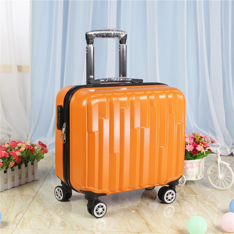 Mute Universele Wiel Kofferbak Mini Cabine Unisex Kleine Trolley Case Wachtwoord Koffer 18 Inches Trolley Abs Hars: Orange