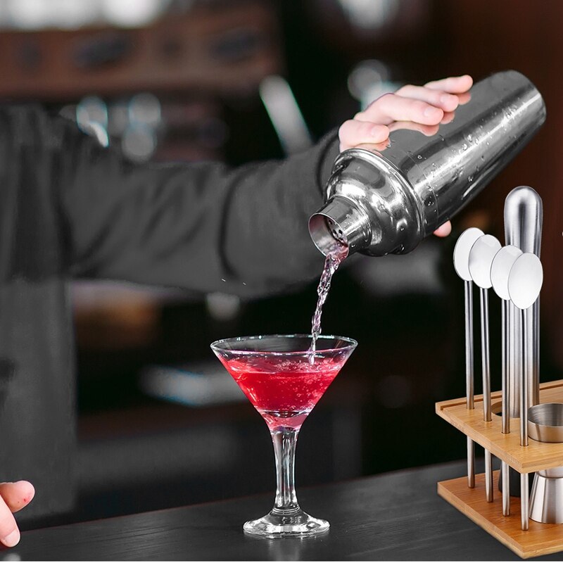 14PCS 750Ml Stainless Steel Cocktail Shaker Bar Mojito Set Jigger Muddler Bartender Tools Kit