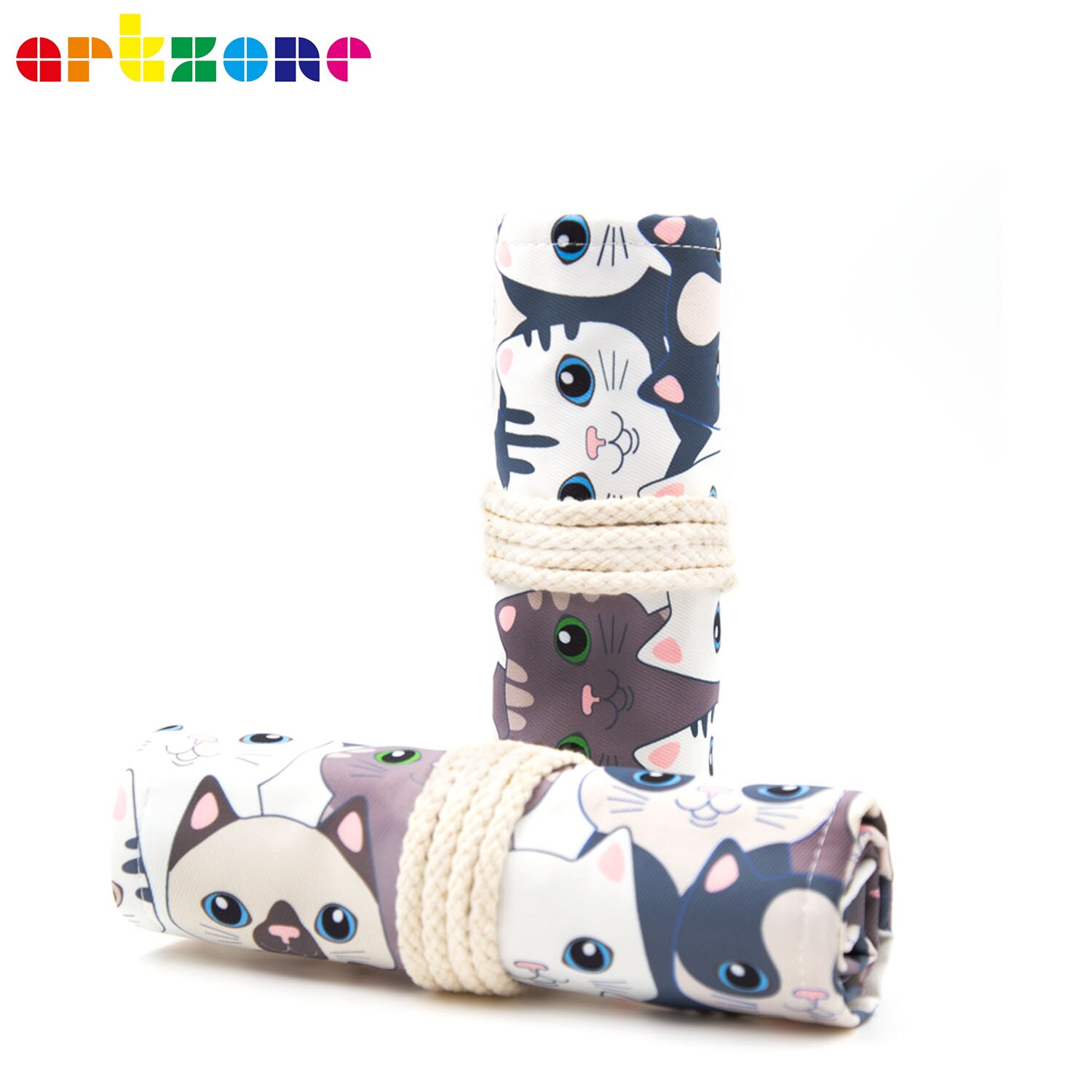 48 Holes Pencil Case Art Pen Bag Pouch Canvas Wrap Roll Makeup Pen Storage Stationery Student School Supplies: B128-48 holes