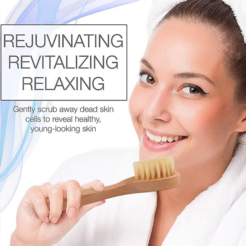 Ms Bath brush Exfoliating Natural Horse Mane Bath brush Long Bamboo Handle Natural Wet Shower Brushes SPA Body Massage Brush D40