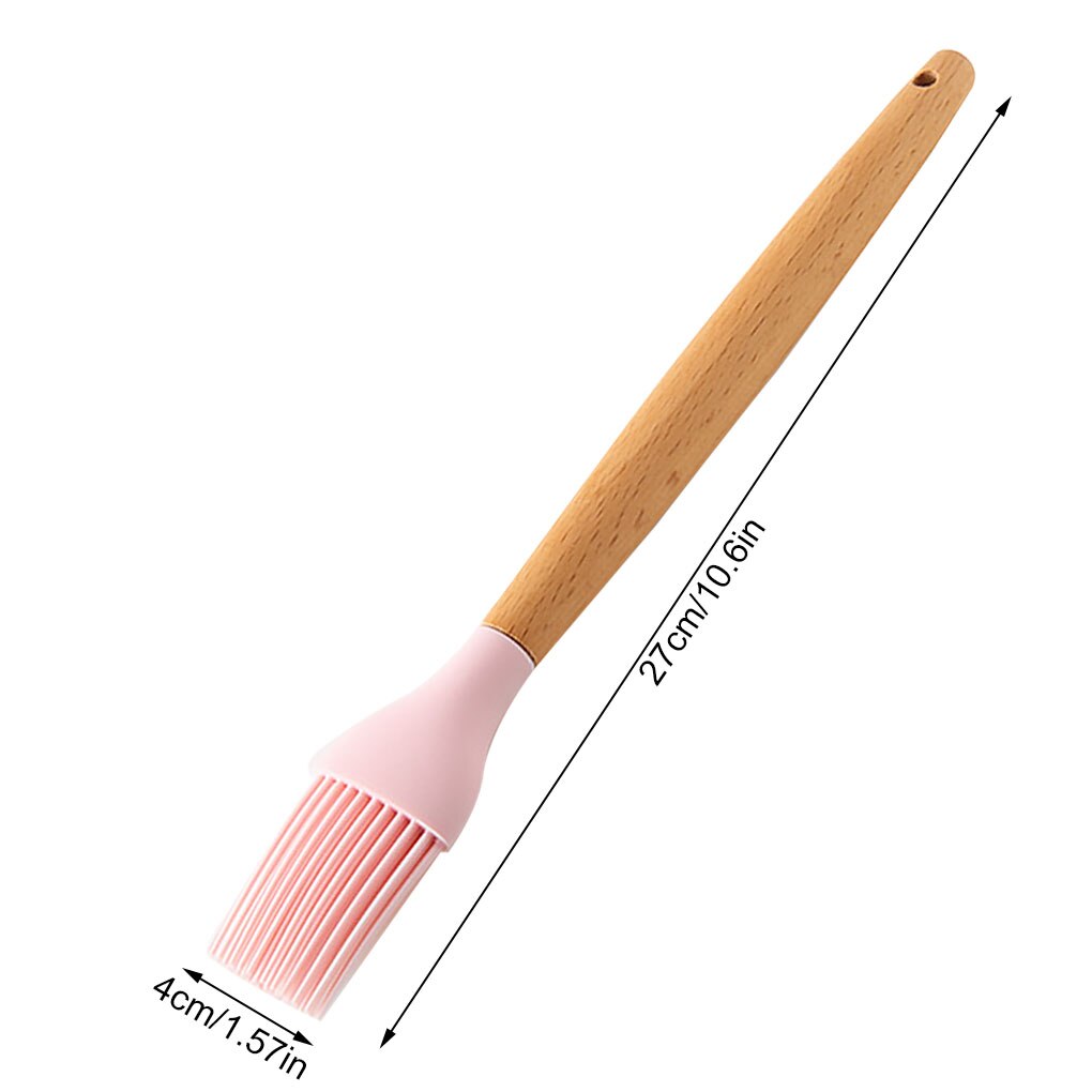 Wooden Handle Silicone Cooking Utensils Kitchen Utensil Set Non-stick Spatula Scraper Soup Spoon Brush Egg Beater Kitchen Tools: Brush