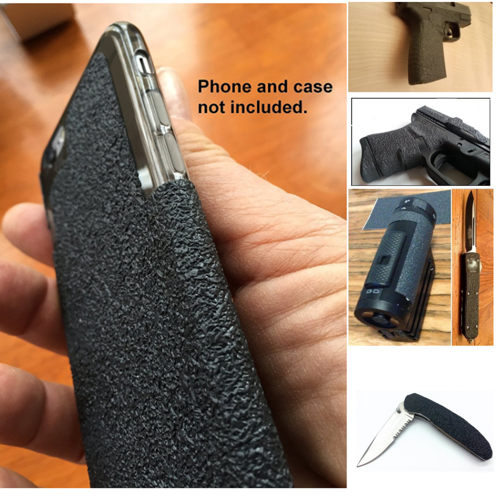 1pc 5x7 inch/2x8.5 inch Grips Materiaal Vel Zwart Geweven Rubberen Grip Tape geschikt voor Guns Mobiele Telefoons Camera 'S Messen Gereedschappen