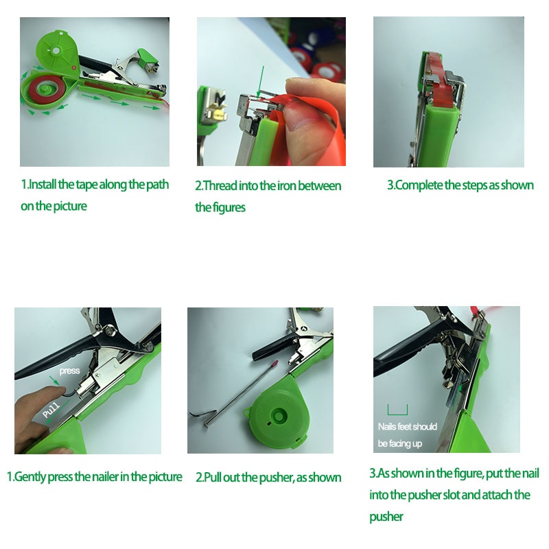 Máquina atadora manual Onnfang, conjunto de cintas de cinta para planta de jardín, Tapetool, para uvas, tomate, pepino, juego de grapas para verduras