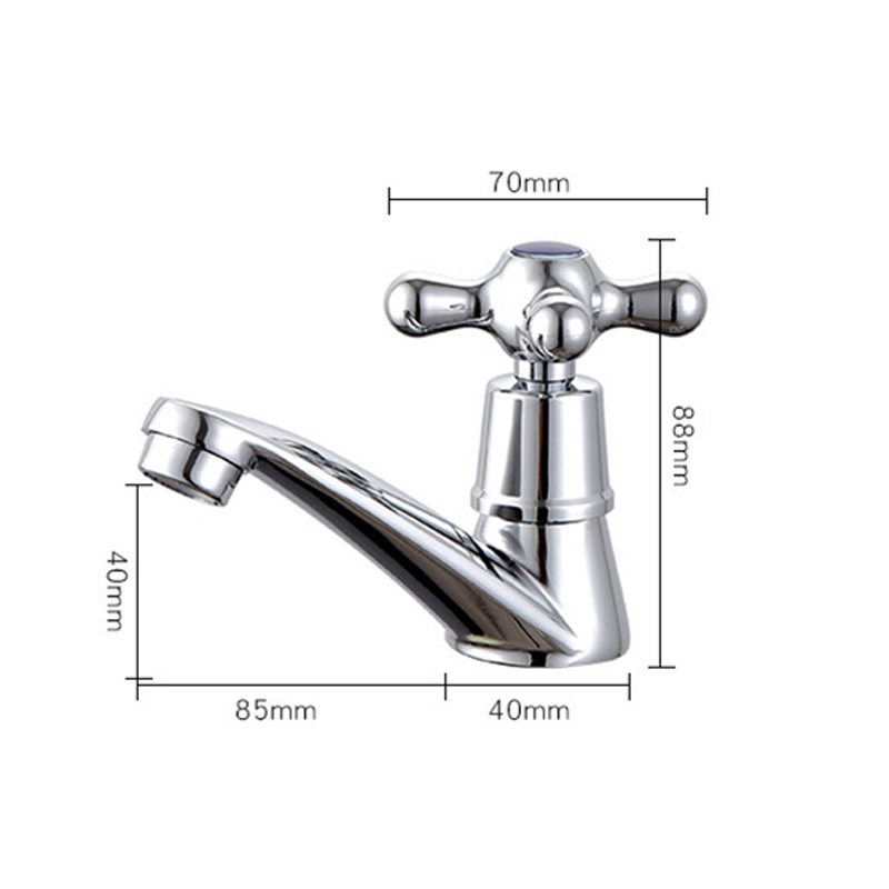 Bathroom Faucet Zinc Alloy Wash Basin Faucet Quick Open Single Cold Water Tap Cross Handle Toilet Corrosion Resistance Sink Tap