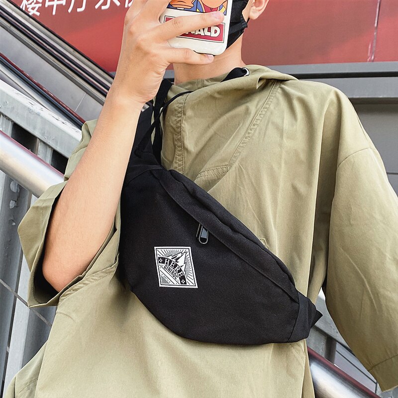 Mulheres Saco Da Cintura Da Lona Personalidade Moda Moda Modelos Ins Japonês Saco Peito Saco Do Mensageiro Do Ombro Esportes Hip Hop Rua