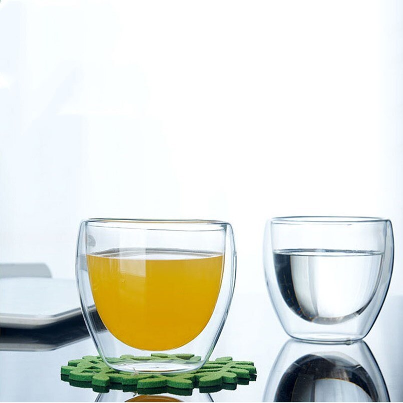 Taza de vidrio de doble capa, vaso de 80ml/150ml/250ml/350ml/450ml, vaso de vidrio de alta resistencia al calor de borosilicato, copa de bebida, vidrio de doble pared, 1 ud.