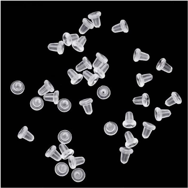 50Pcs/100Pcs Silicone Rubber Earring Sluiting Transparante Oor Moer Inpluggen Oorbellen Diy Sieraden Bevindingen Accessoires Materialen