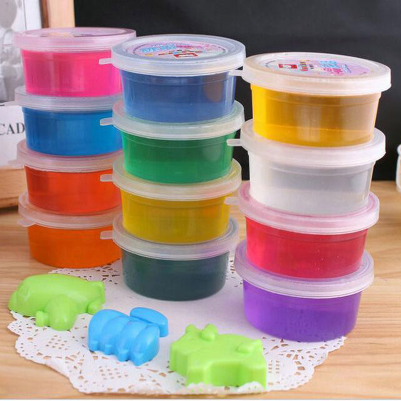 freundlicher 5D Kristall Farbige Schlamm Ultra-hell Tonne Gummi Schlamm Kreative Handgemachten Schlamm 12-farbe transparent Kasten Kristall Schlamm