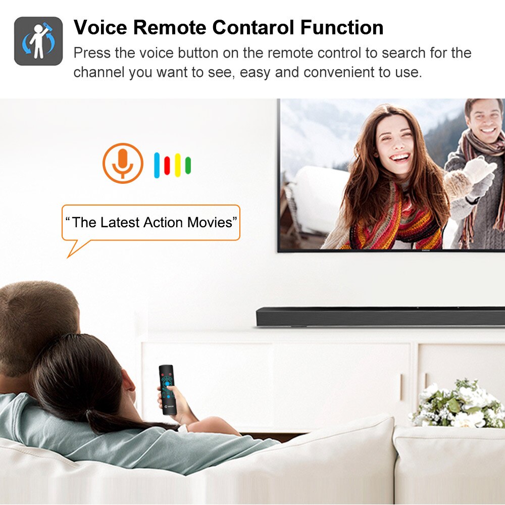 VONTAR T8 Plus Backlit 2.4GHz Air mouse Wireless Keyboard &amp; touchpad Voice iRemote Control for Android TV Box mini PC Projector